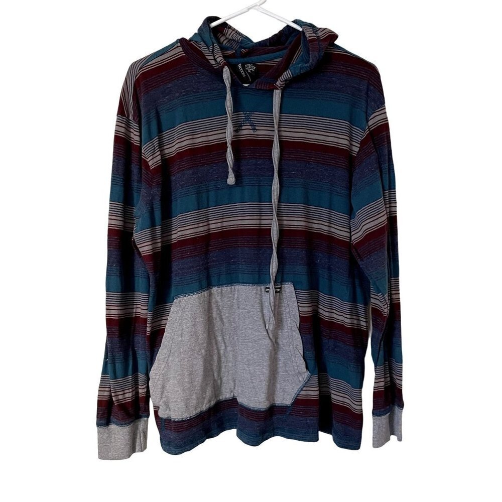 Distortion striped casual aztec long sleeved top hoodie pockets drawstring